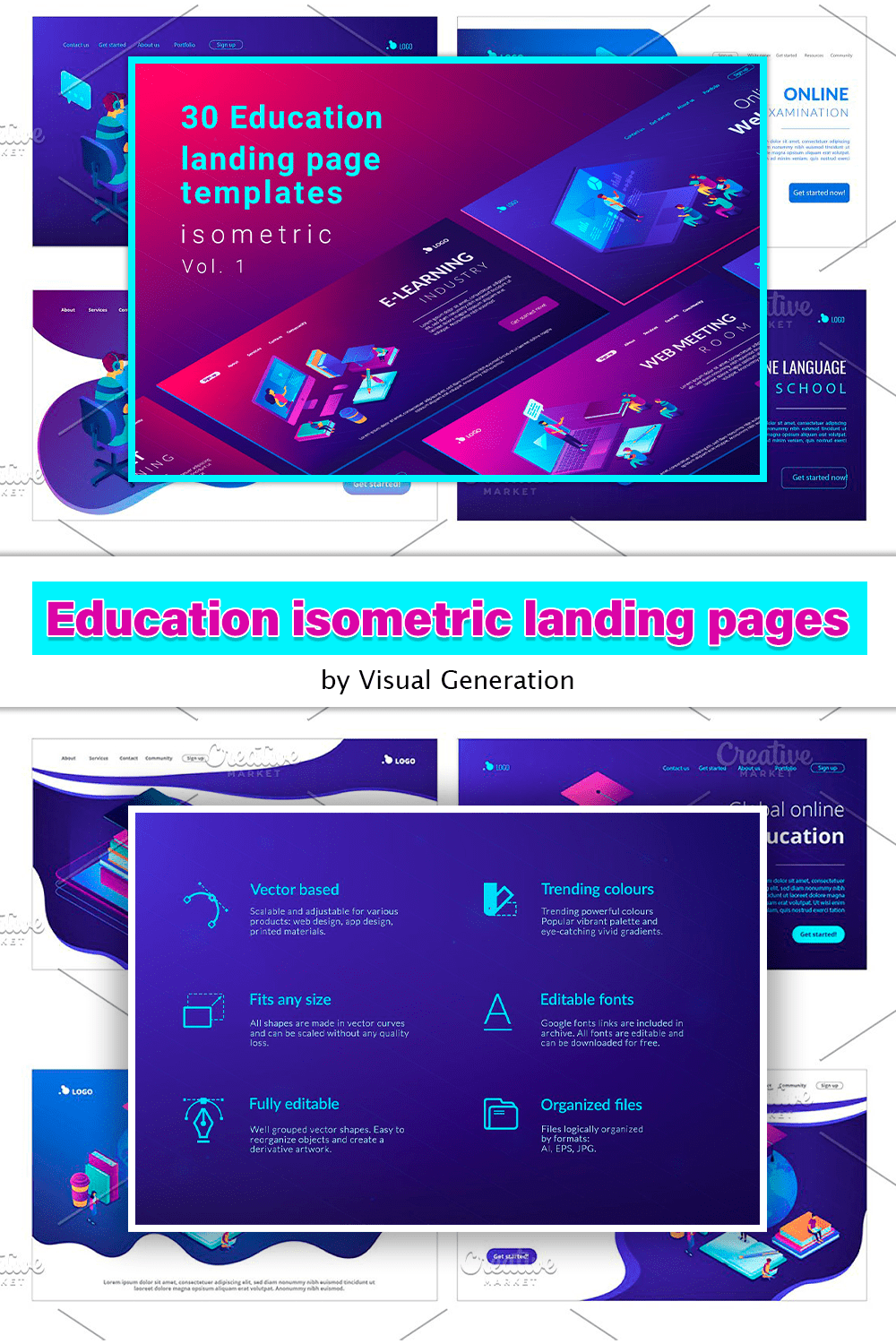 education isometric landing pages pinterest3