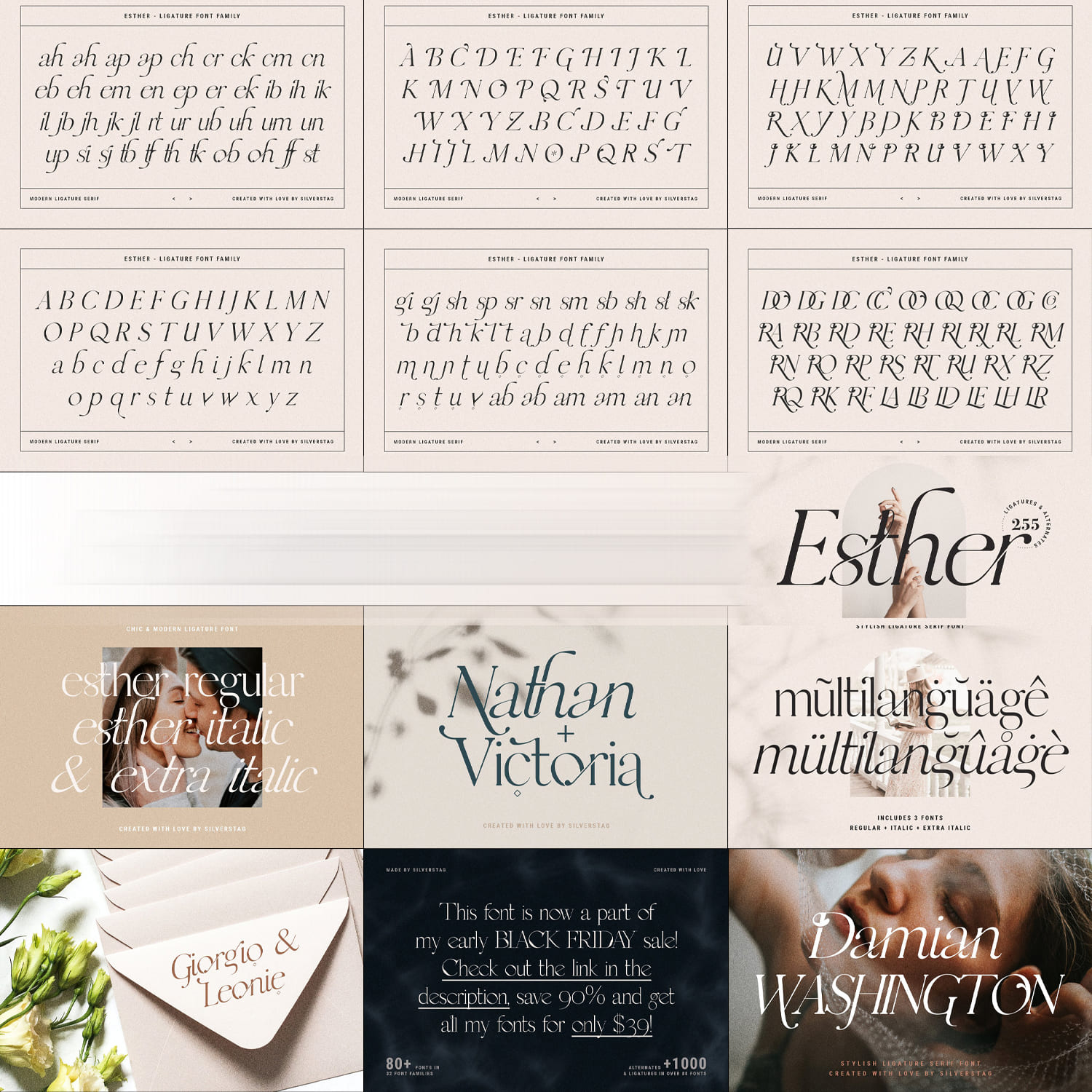 Esther - Ligature Serif Font Family cover.
