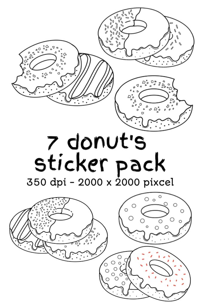 7 donut sticker pack - only ?? - MasterBundles