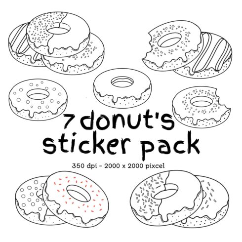 Donut Sticker Pack Line Art cover image.