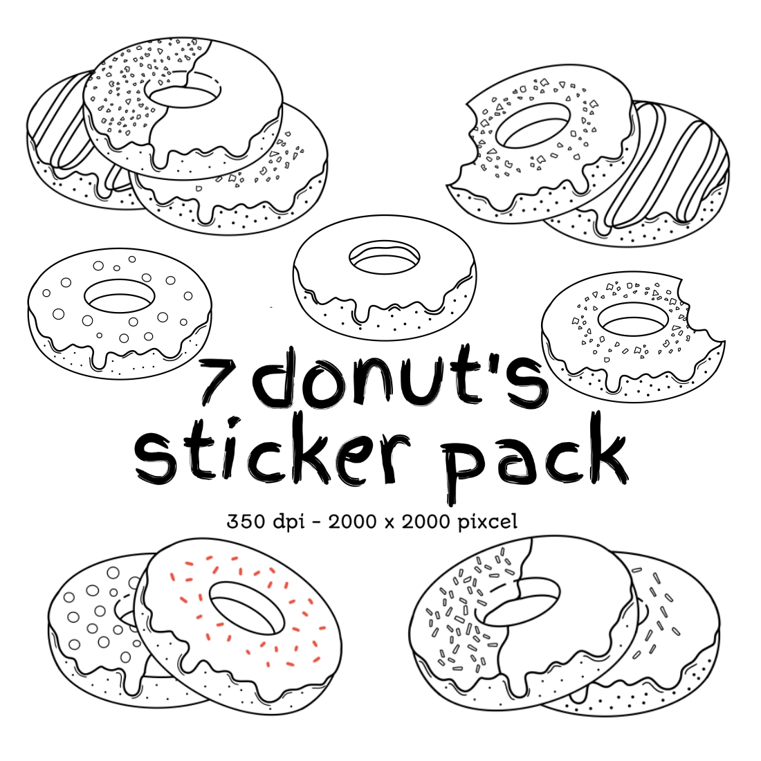 Donut Sticker Pack Line Art cover image.