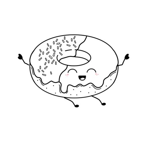 8 kawaii donut line art - only $10 - MasterBundles