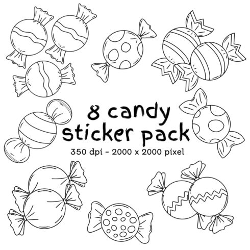 8 cute candy sticker pack color- only $12 - MasterBundles