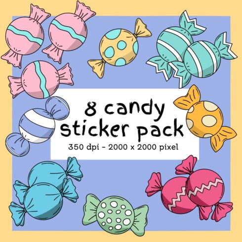 Cute Candy Sticker Pack Color cover image.