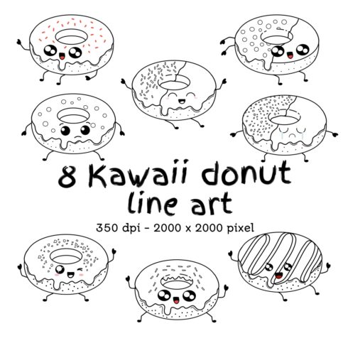 Kawaii Donut Line Art cover image.
