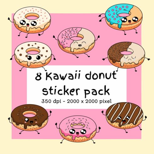 Cute Hand-drawn Kawaii Donut Pack cover image.
