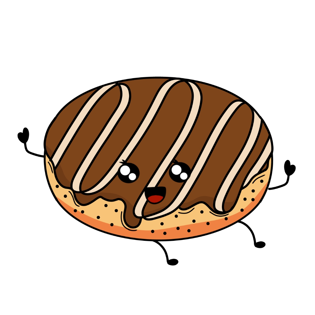 Cute Hand-drawn Kawaii Donut chocolate.