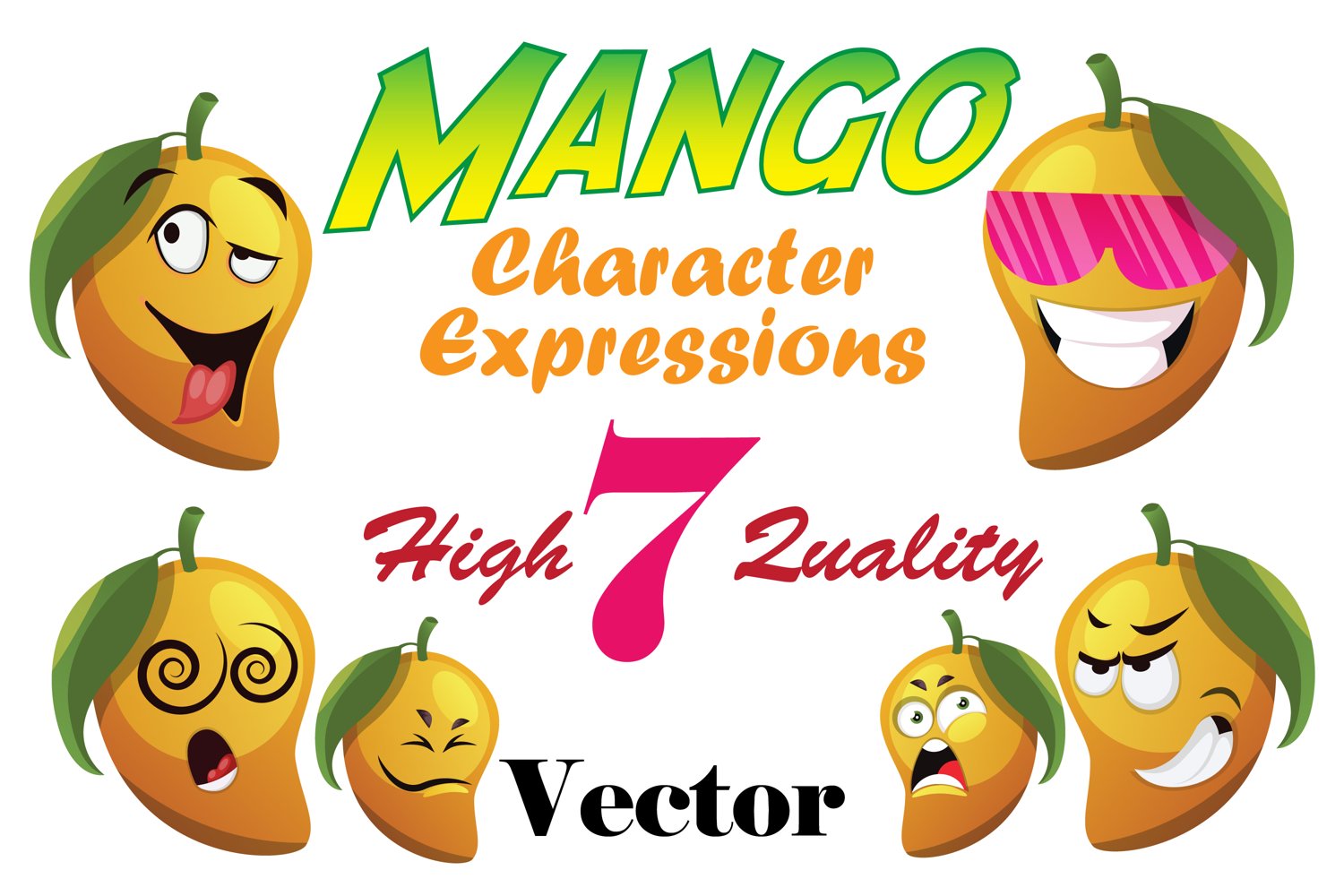 Cover image of 7X Mango Character Expressions Illustrations.