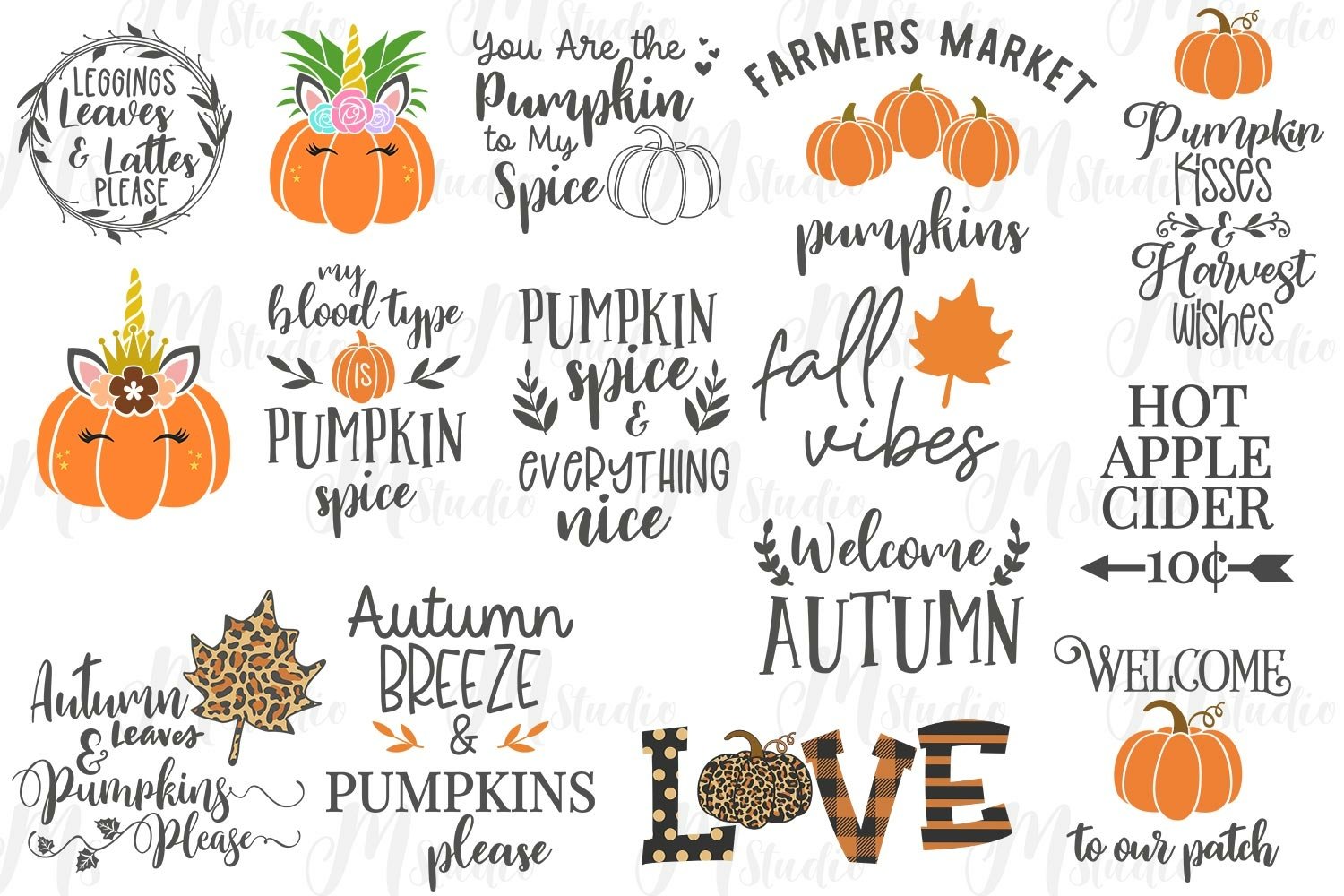 Cute elements with pumpkins.