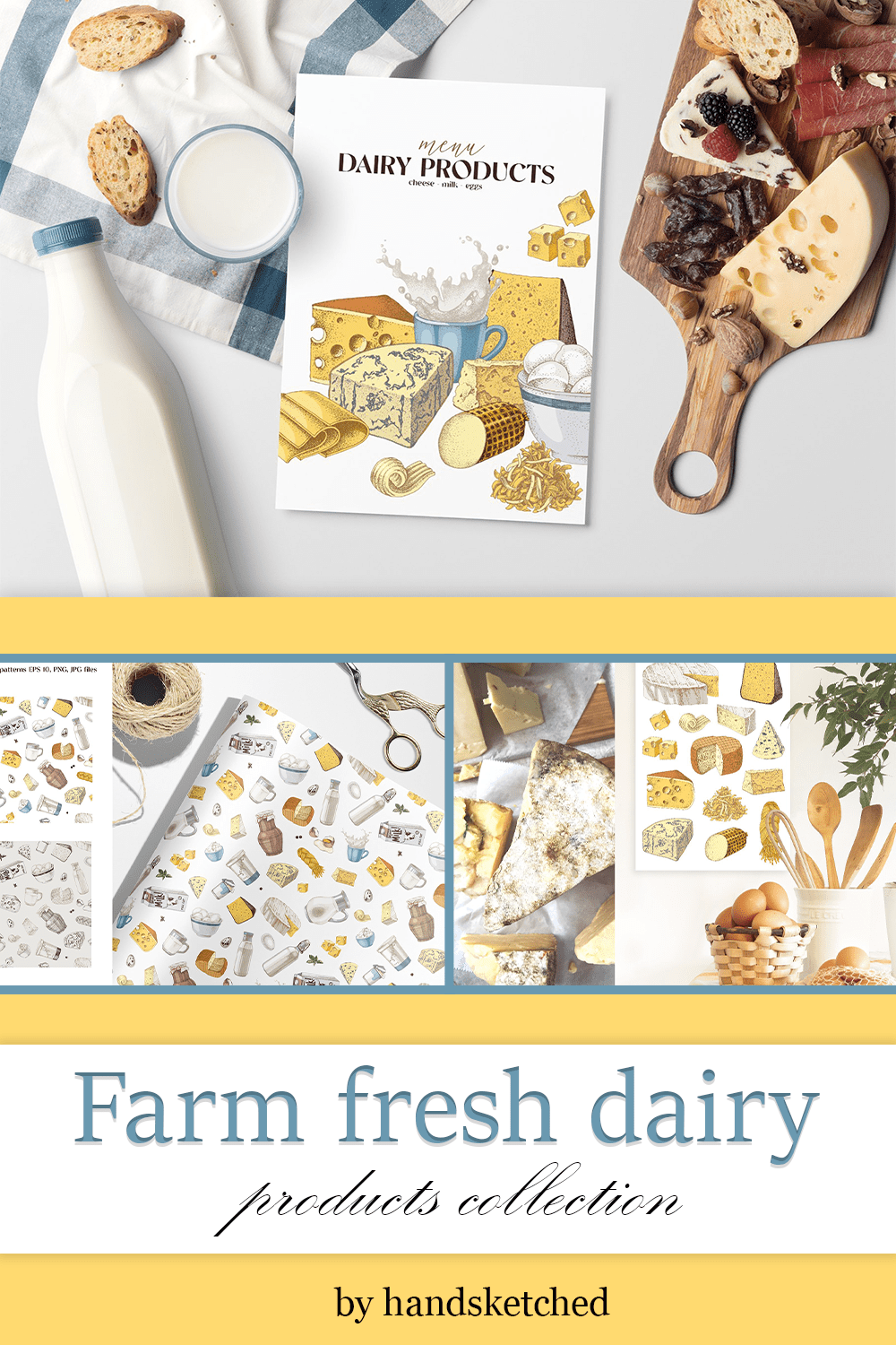 Farm fresh dairy products collection - pinterest image preview.