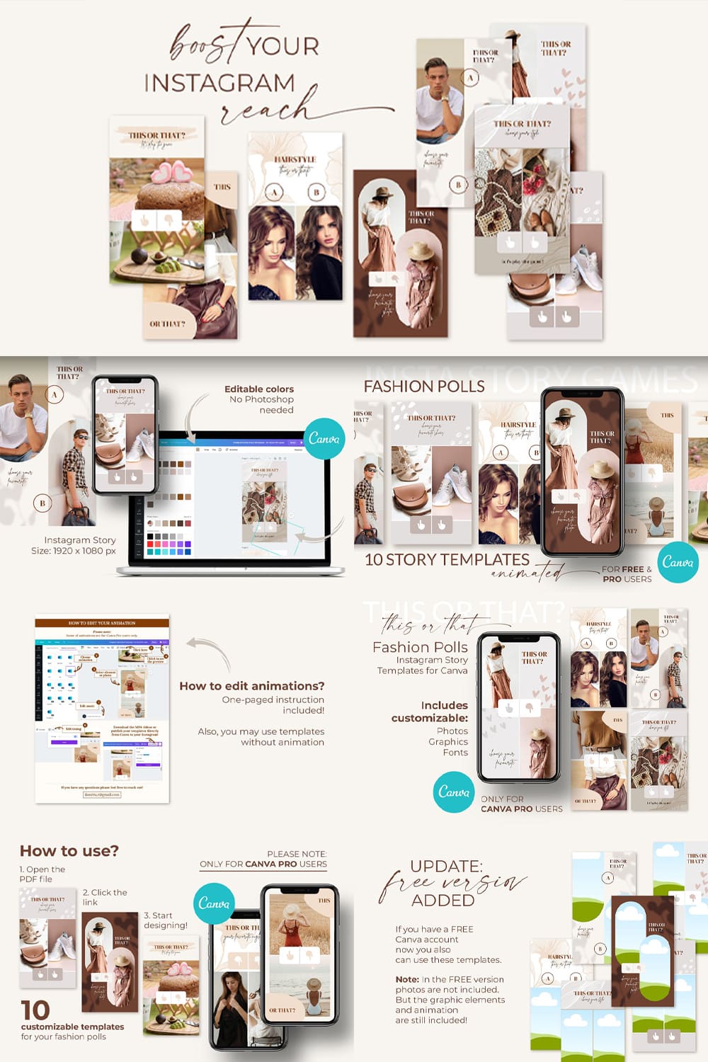 Fashion polls story templates canva - pinterest image preview.