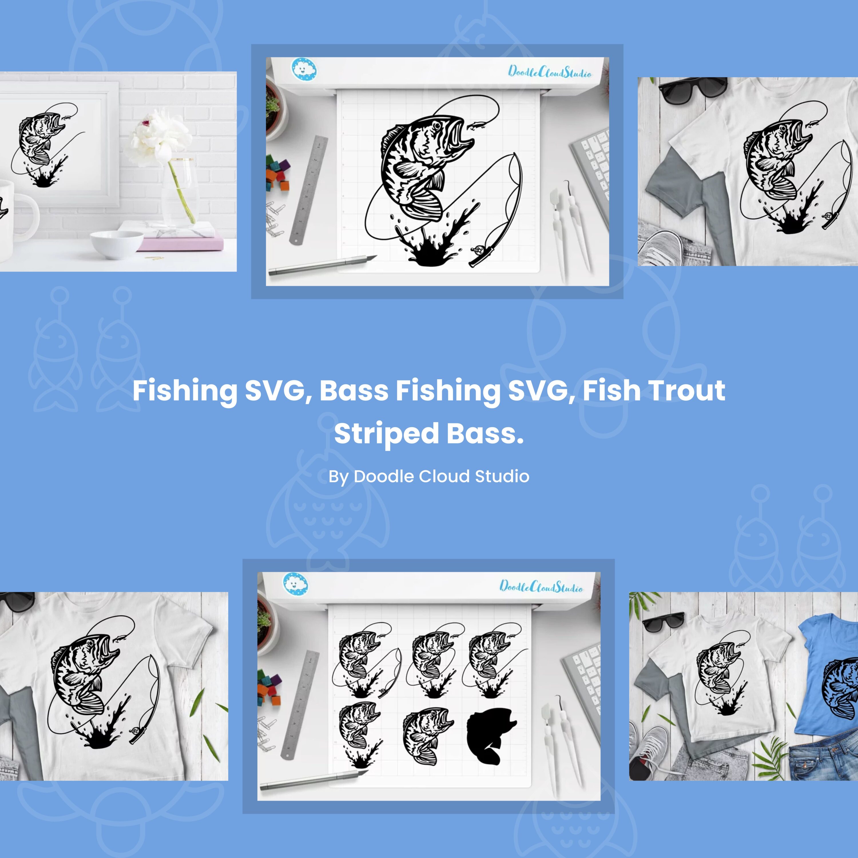 Fishing SVG, Bass Fishing SVG, Fish Trout Striped Bass. cover.