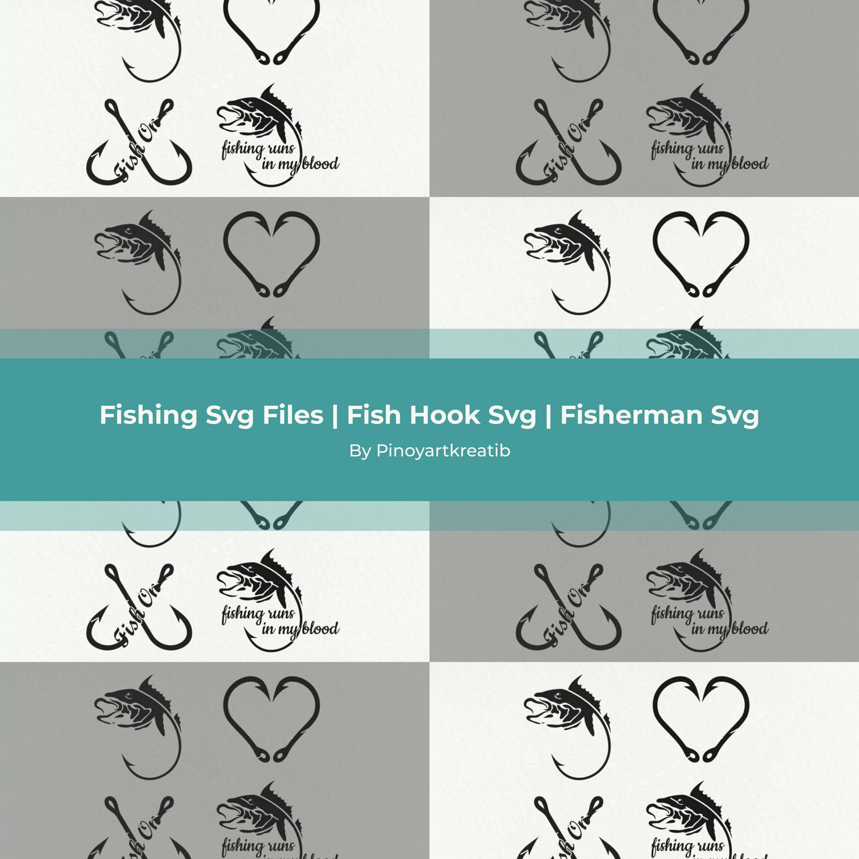 fish on hook, fishing, fisherman free svg file - SVG Heart