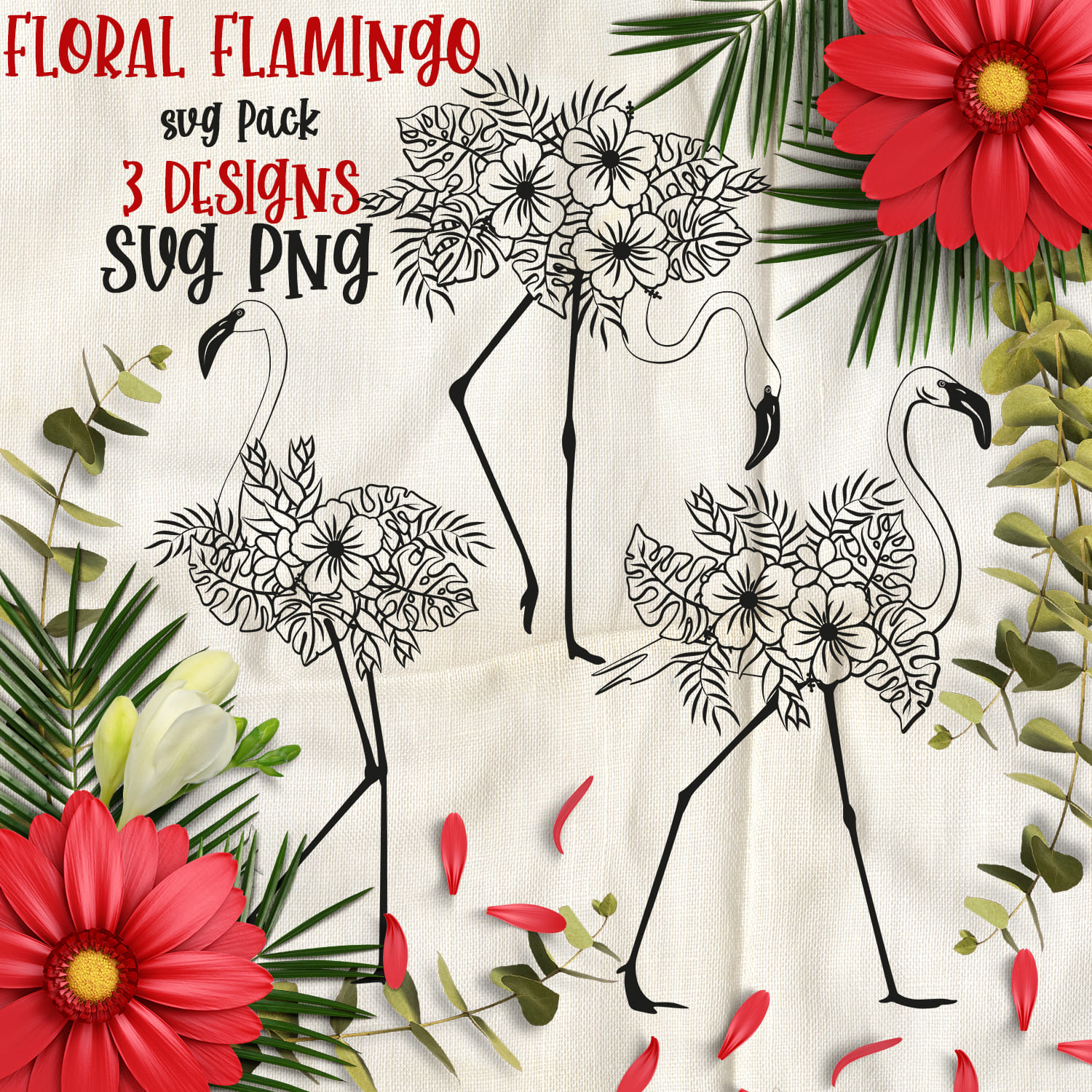 floral flamingo svg pack.