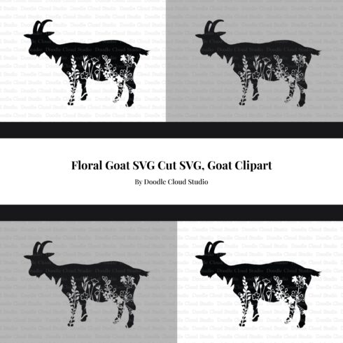 Three goats with black and white designs on them.