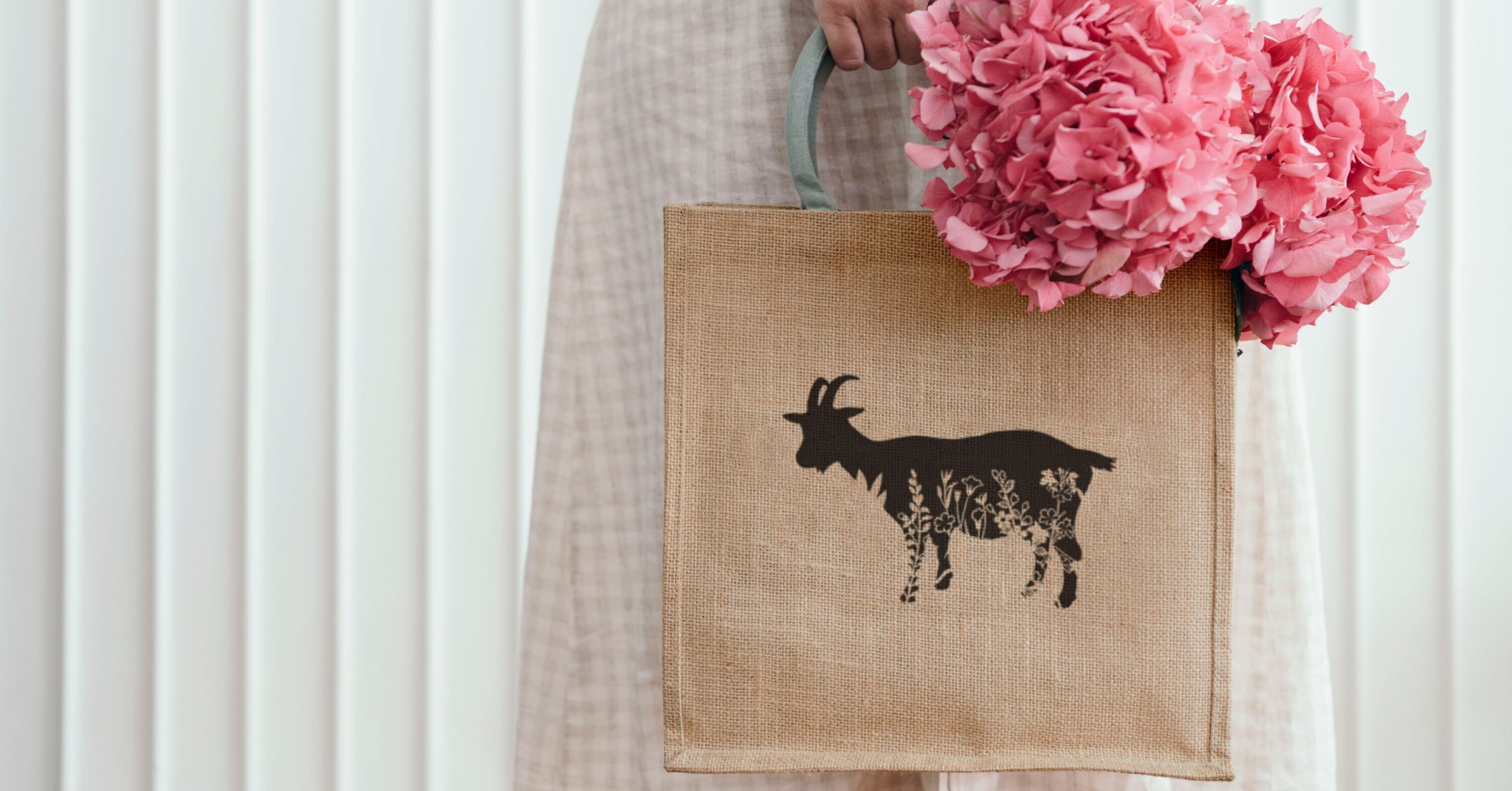Floral Goat SVG Cut SVG, Goat Clipart - eco bag.