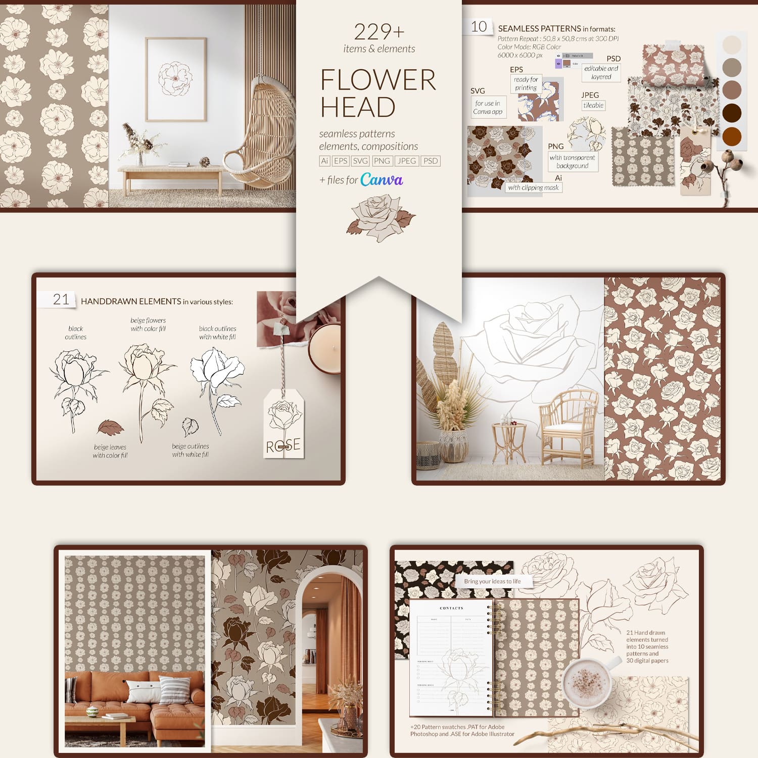 Flowerhead patterns collection - main image preview.