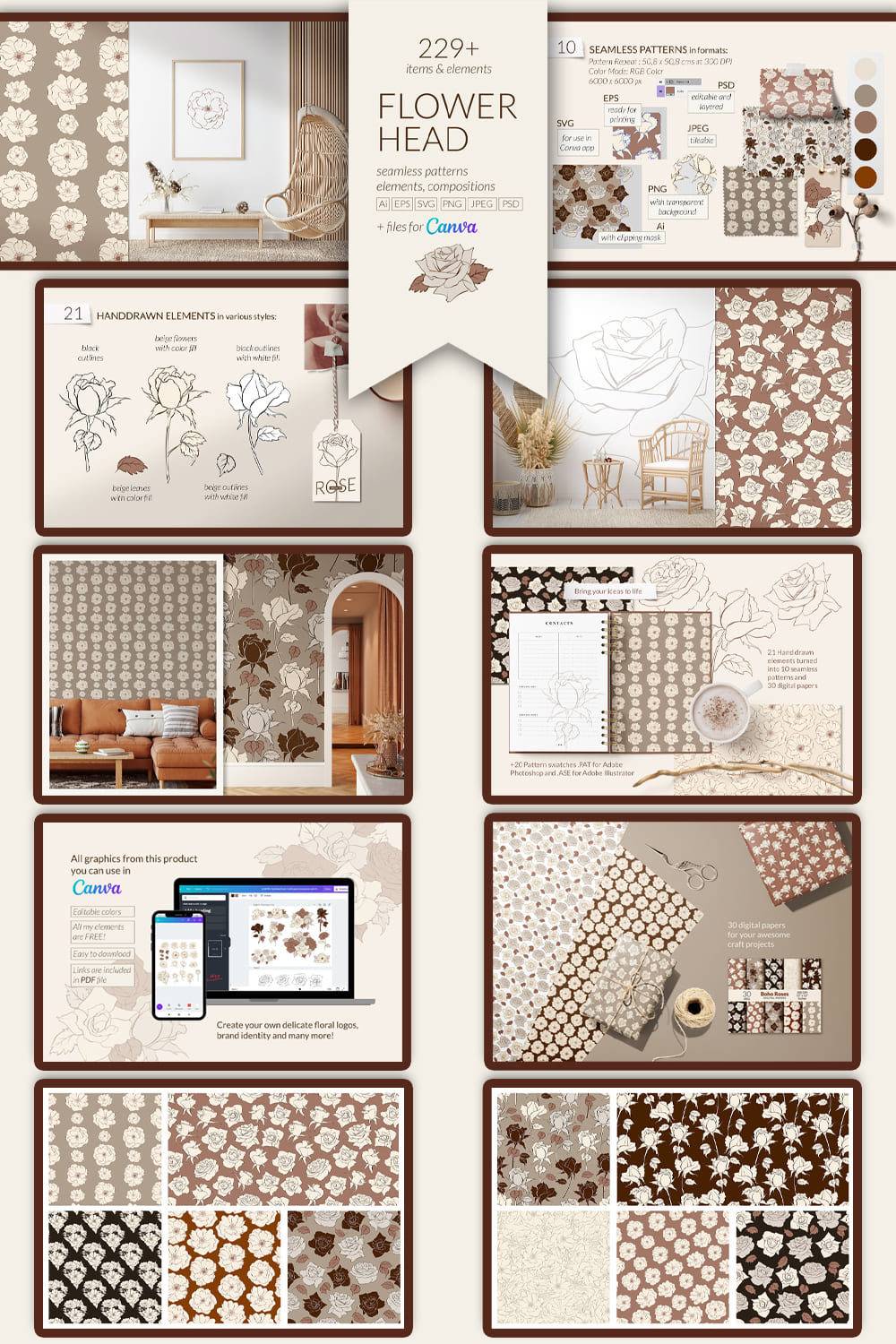 Flowerhead patterns collection - pinterest image preview.