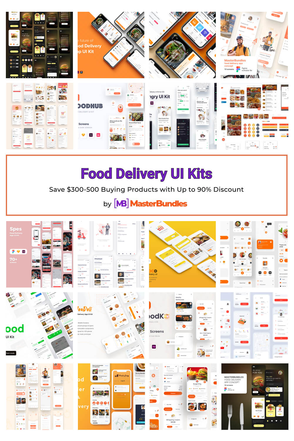 food delivery ui kits pinterest image.