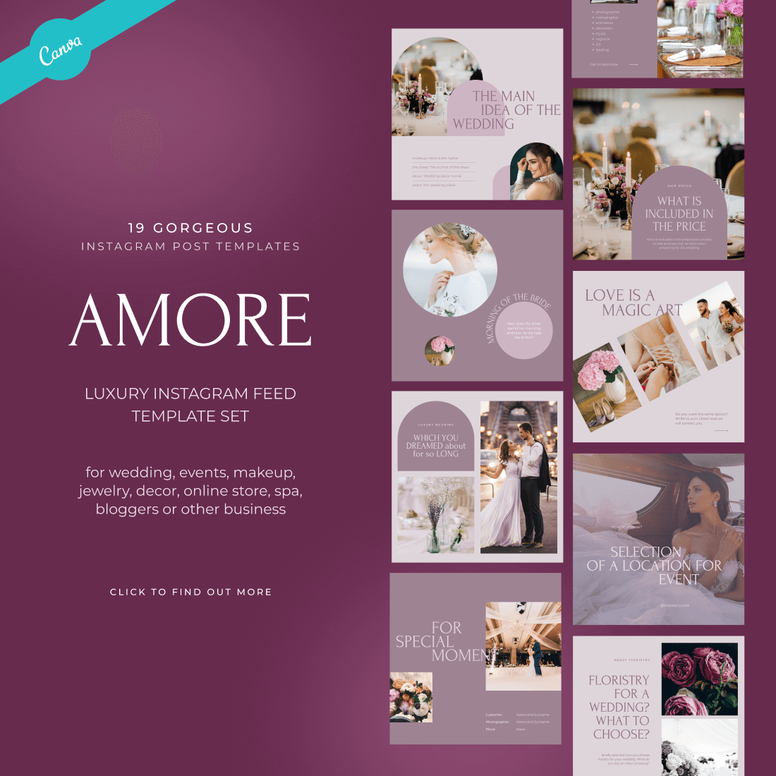 Amore Instagram Feed Template cover image.
