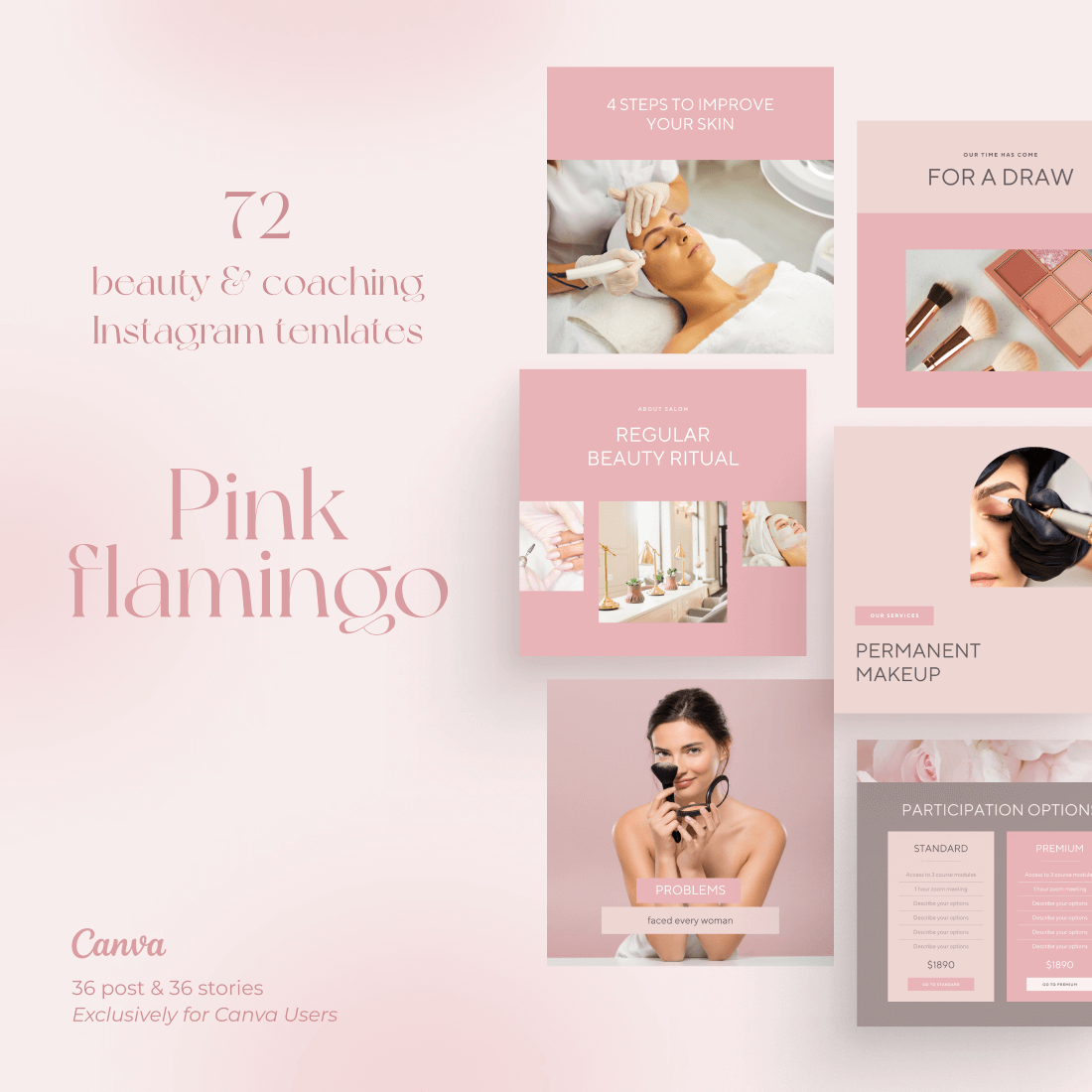 72 Beauty & Coaching Instagram Templates cover image.