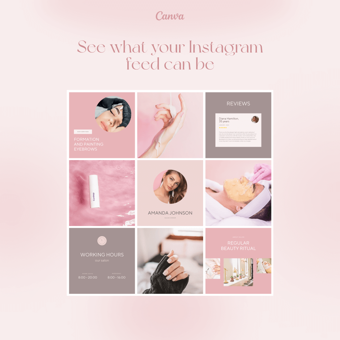 72 Beauty & Coaching Instagram Templates previews.
