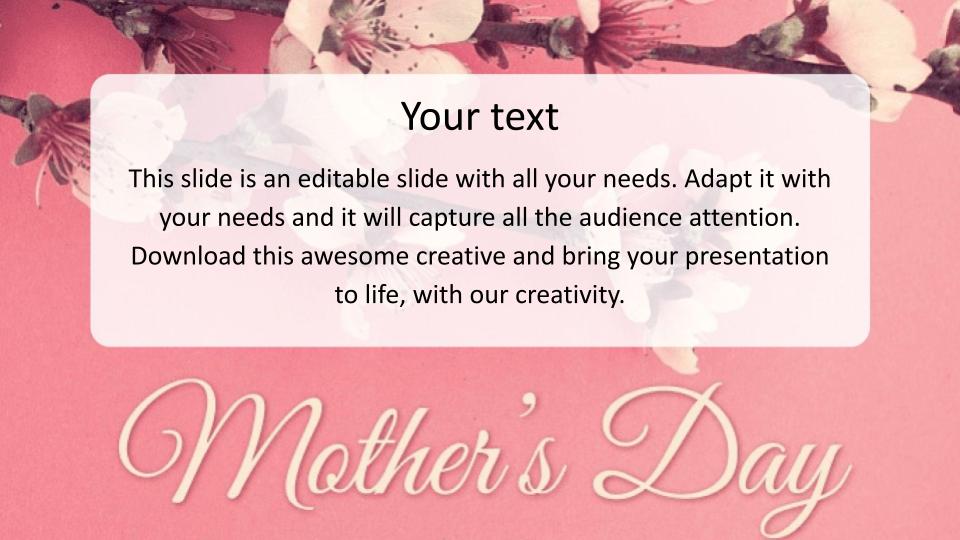 Slide with text for Mother's Day.