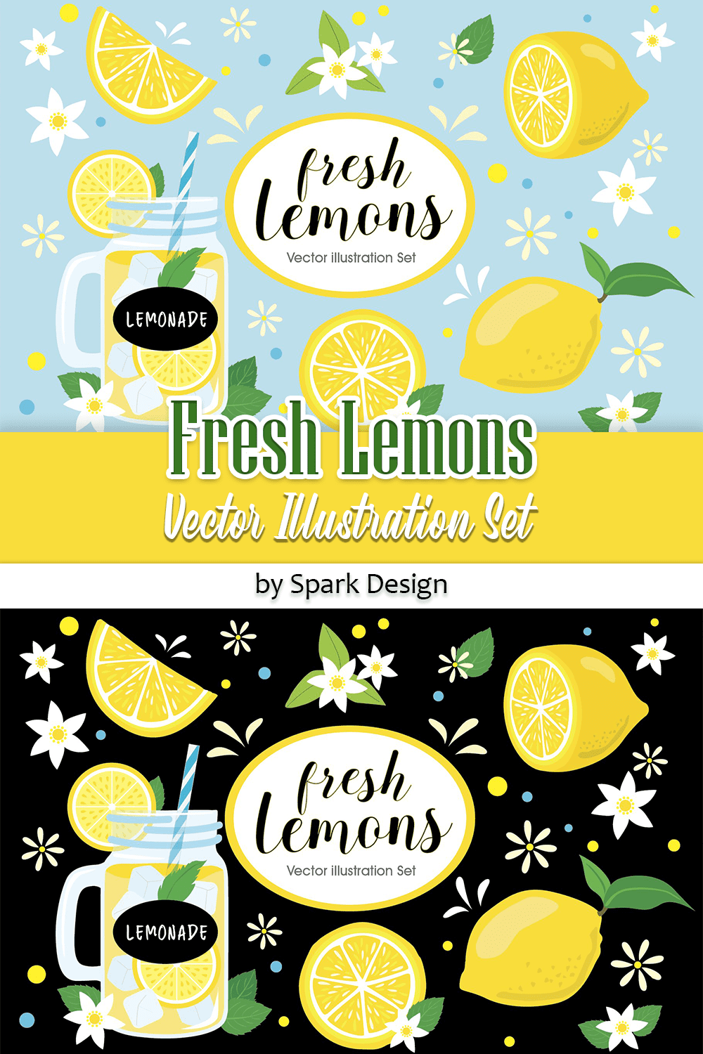 fresh lemons vector illustration set pinterest