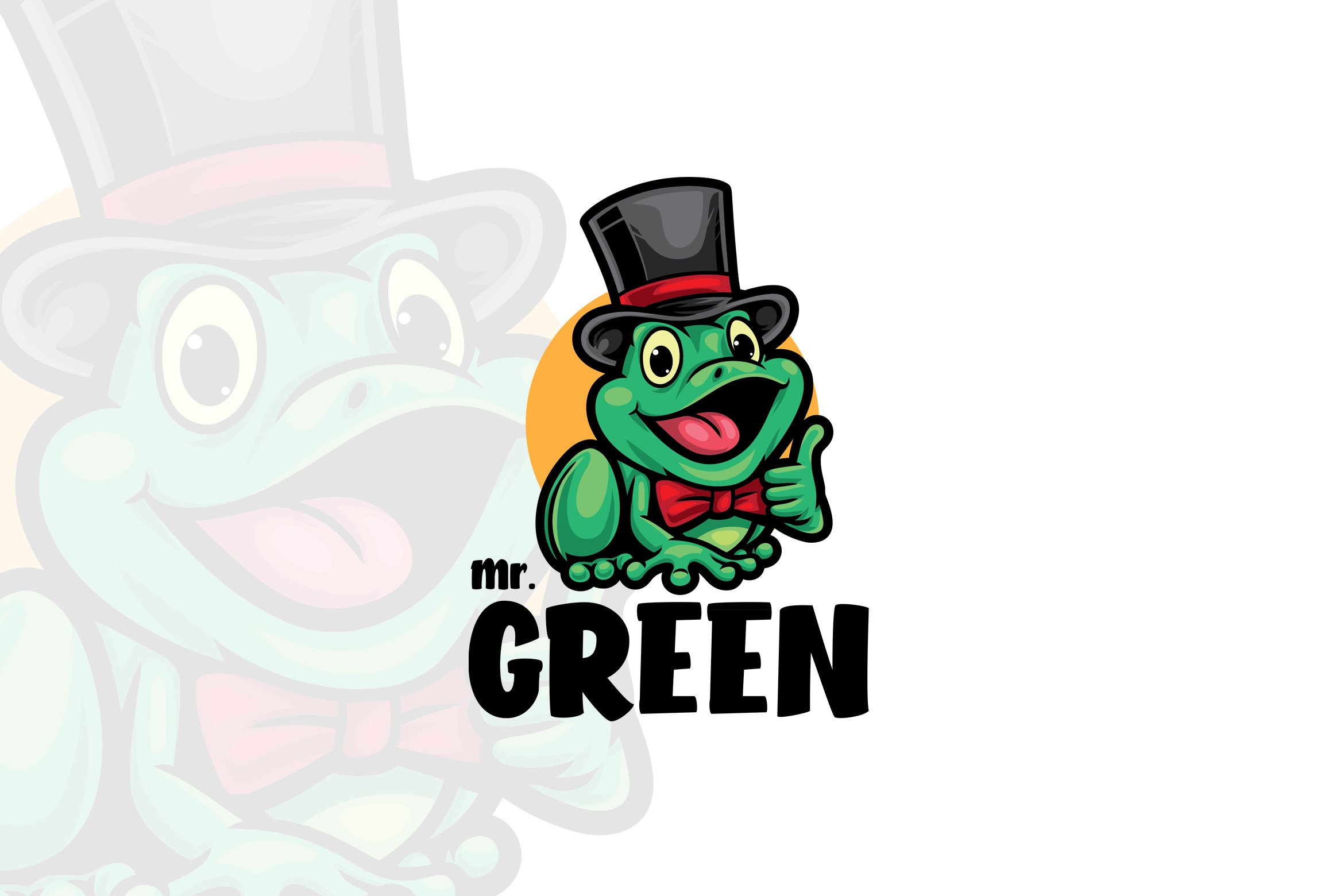 Happy green mascot frog.