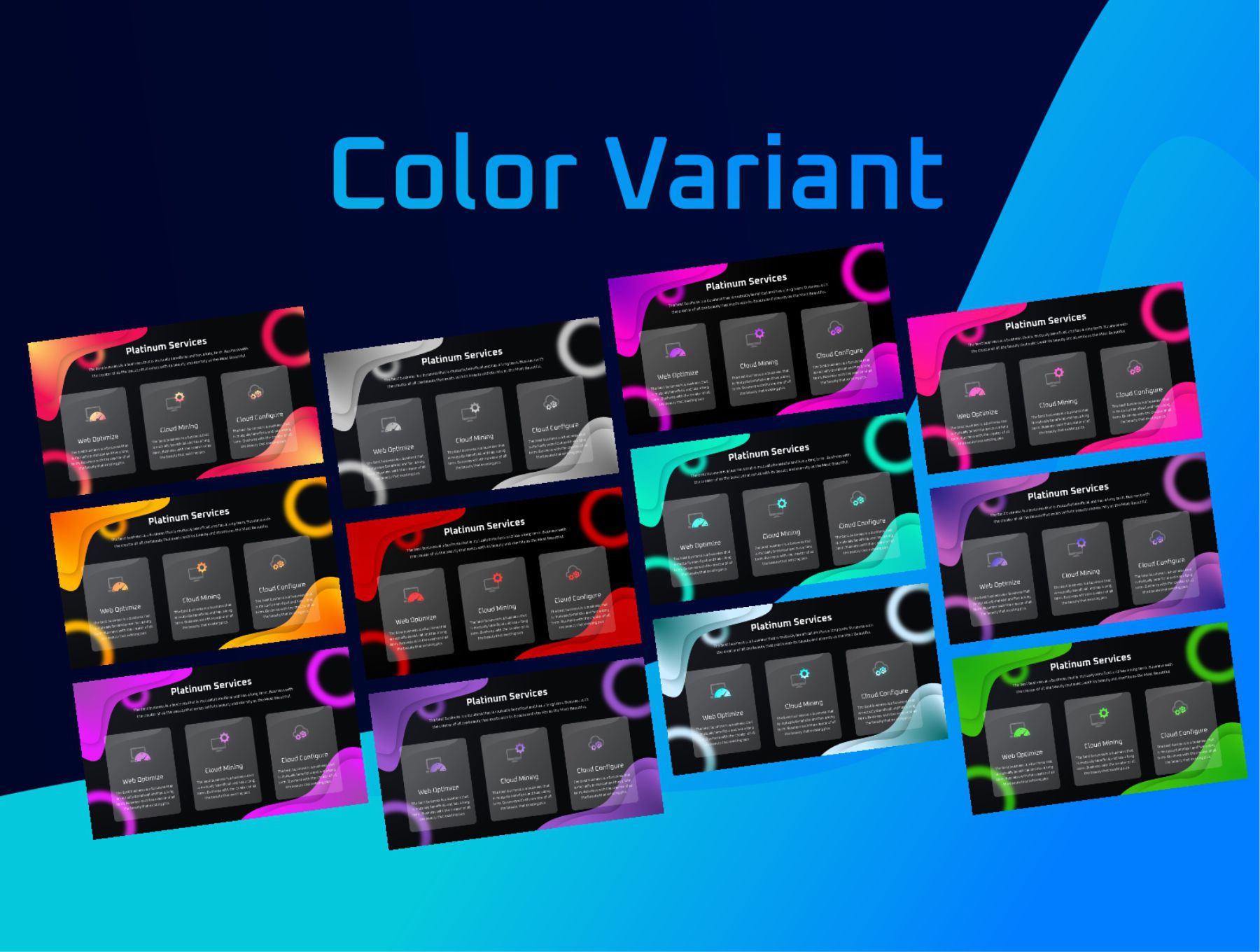 GATRA - Digital Assest & Metaverse PowerPoint Template color variants.