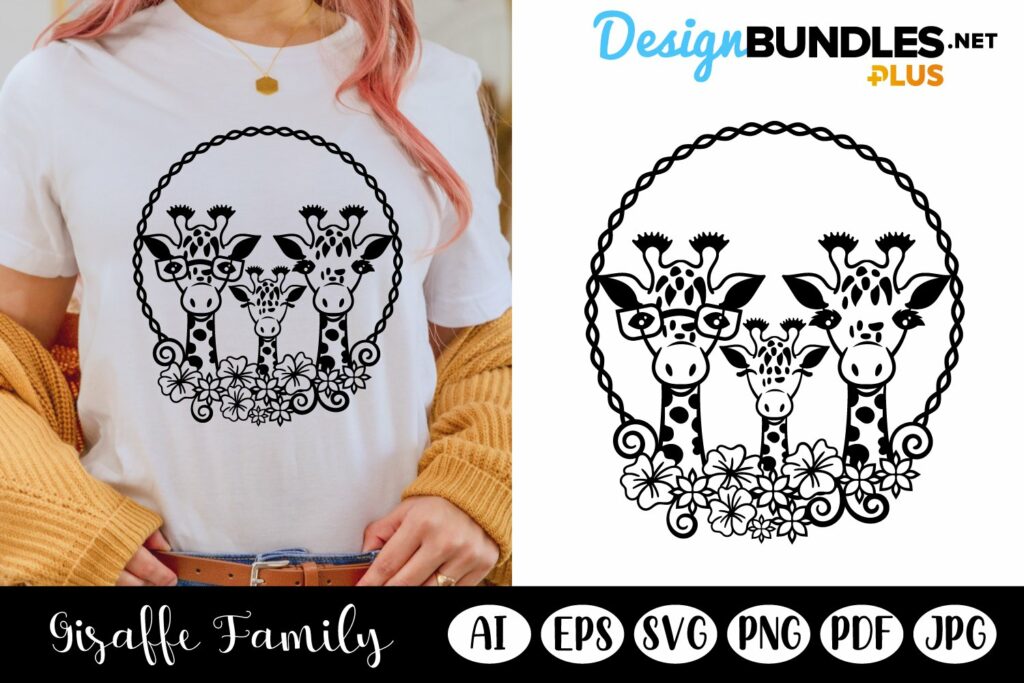 Giraffe Family SVG, Giraffe Round Floral Ornament – MasterBundles