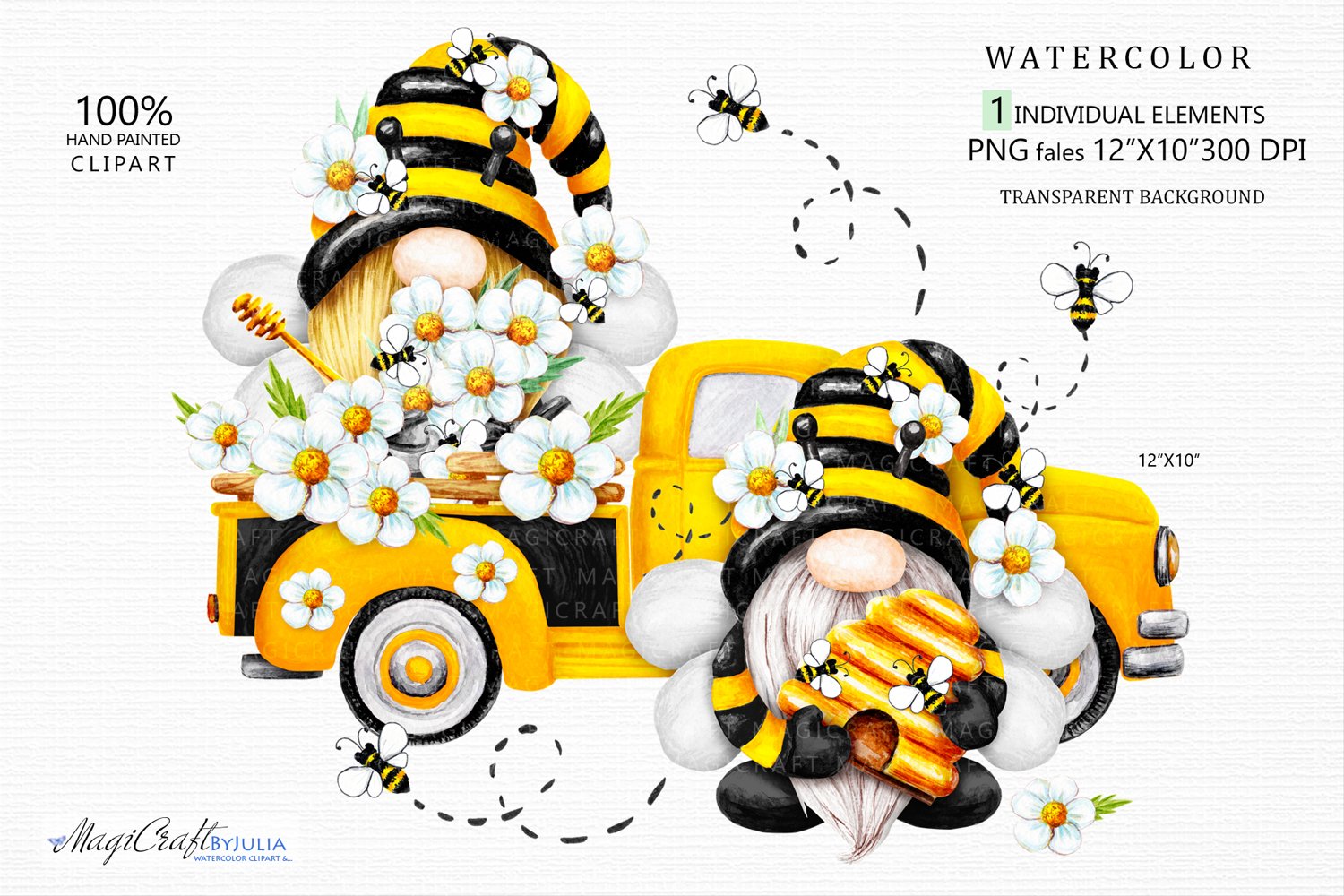 Cover image of Bee Gnomes Truck PNG clipart.