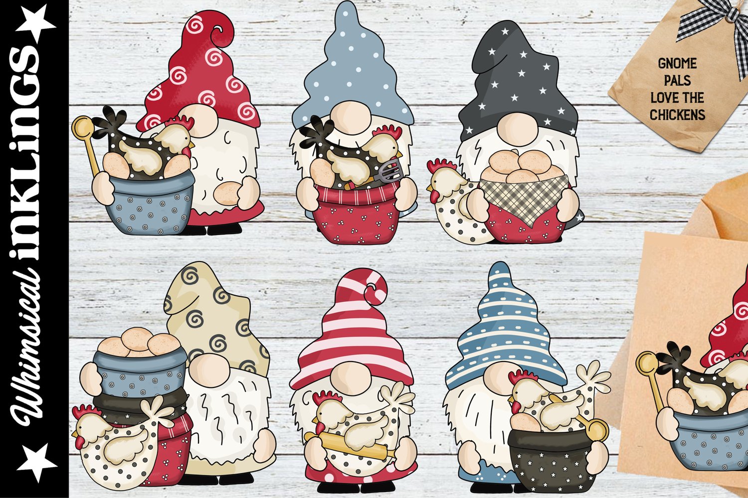 Gnome pals with chickens.