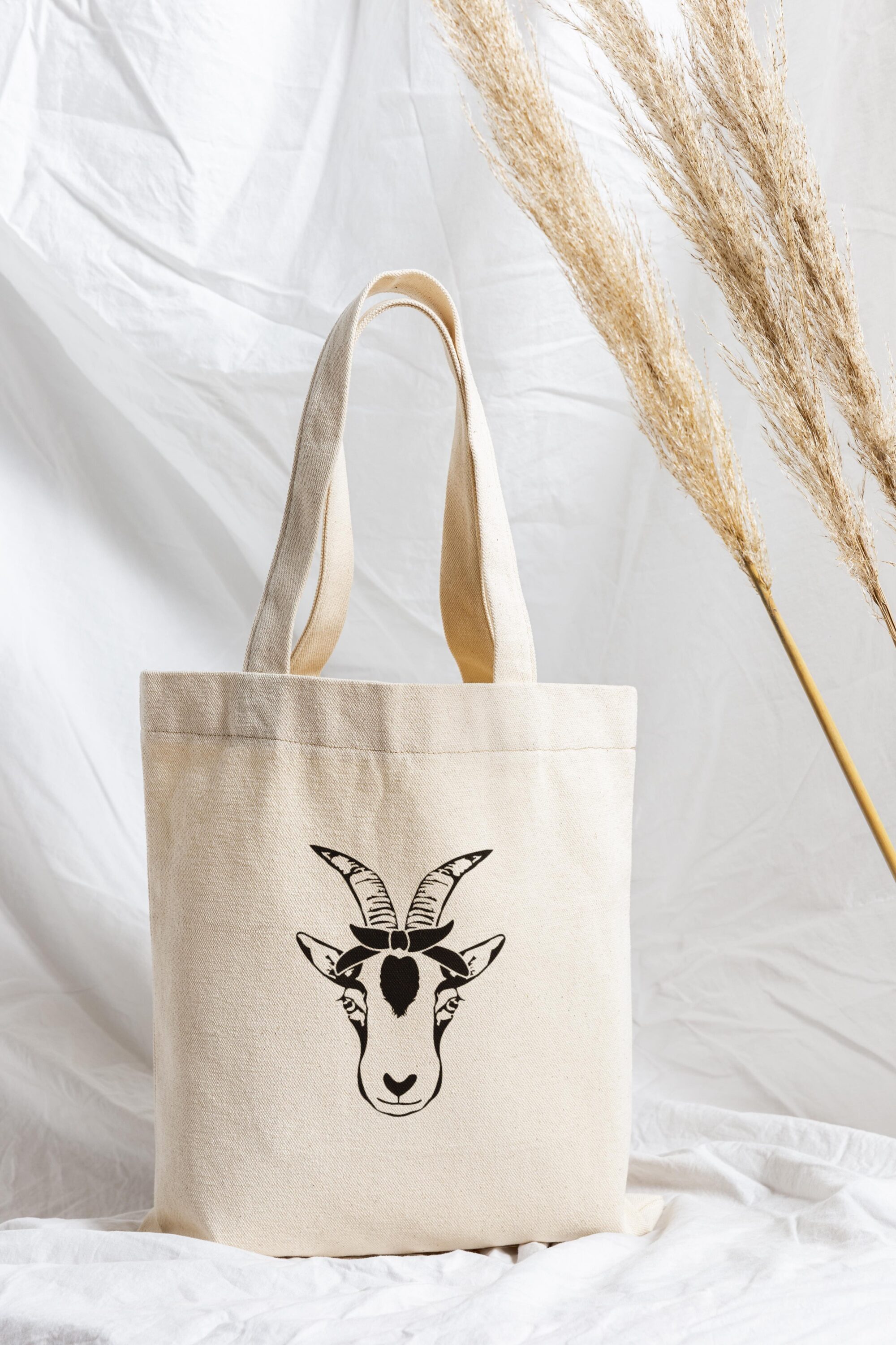 Goat Head whit Bandana Silhouette SVG goats feet Farm Milk 794S - eco bag in a classic shape.