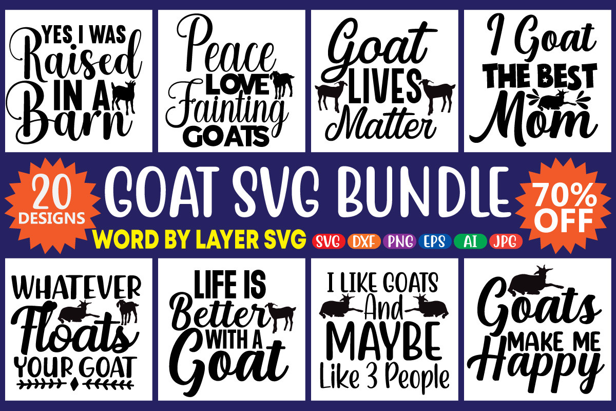The goat svg bundle includes 20 different svg font styles.