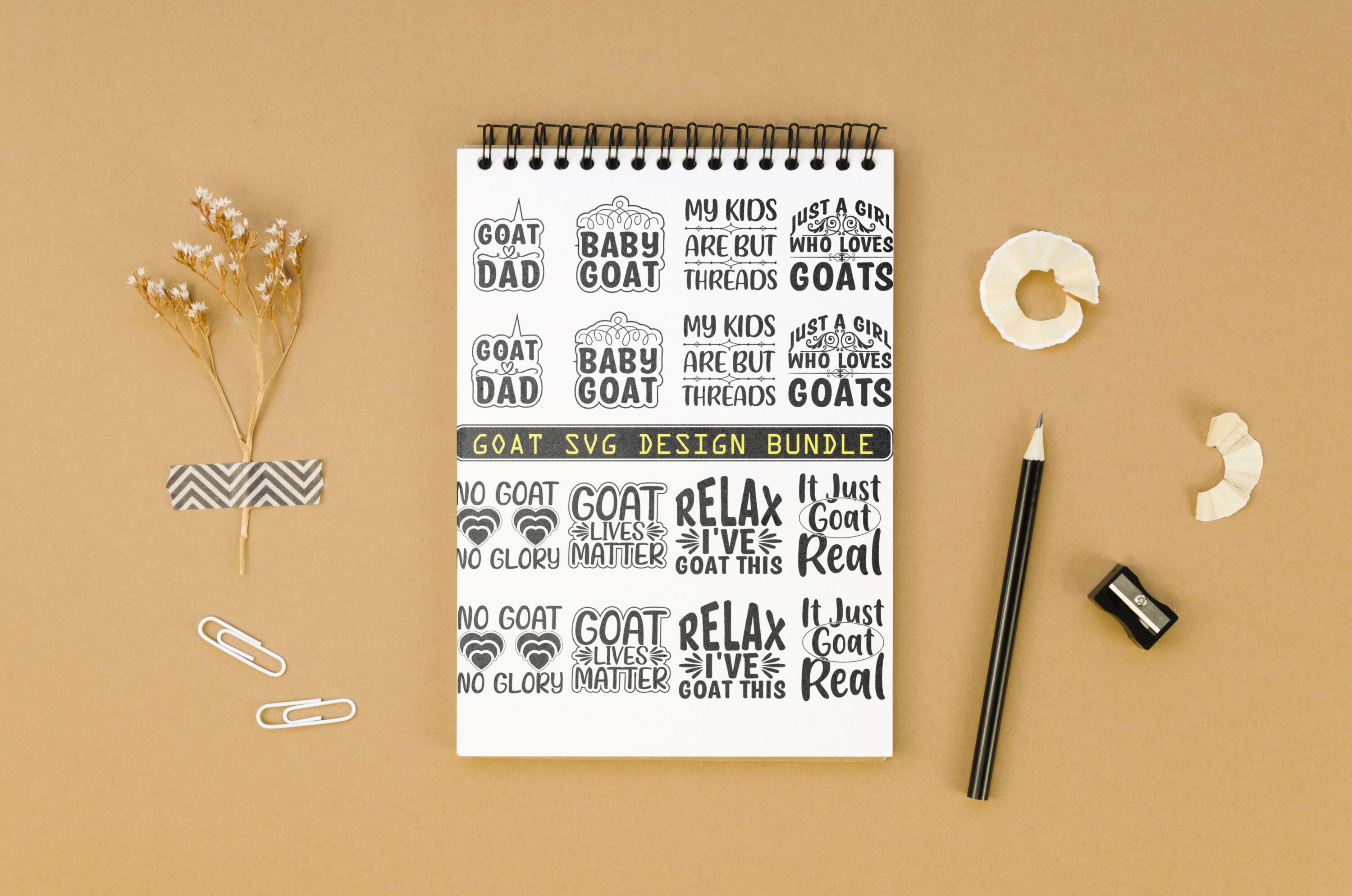 Goat SVG Design Bundle - notebook.