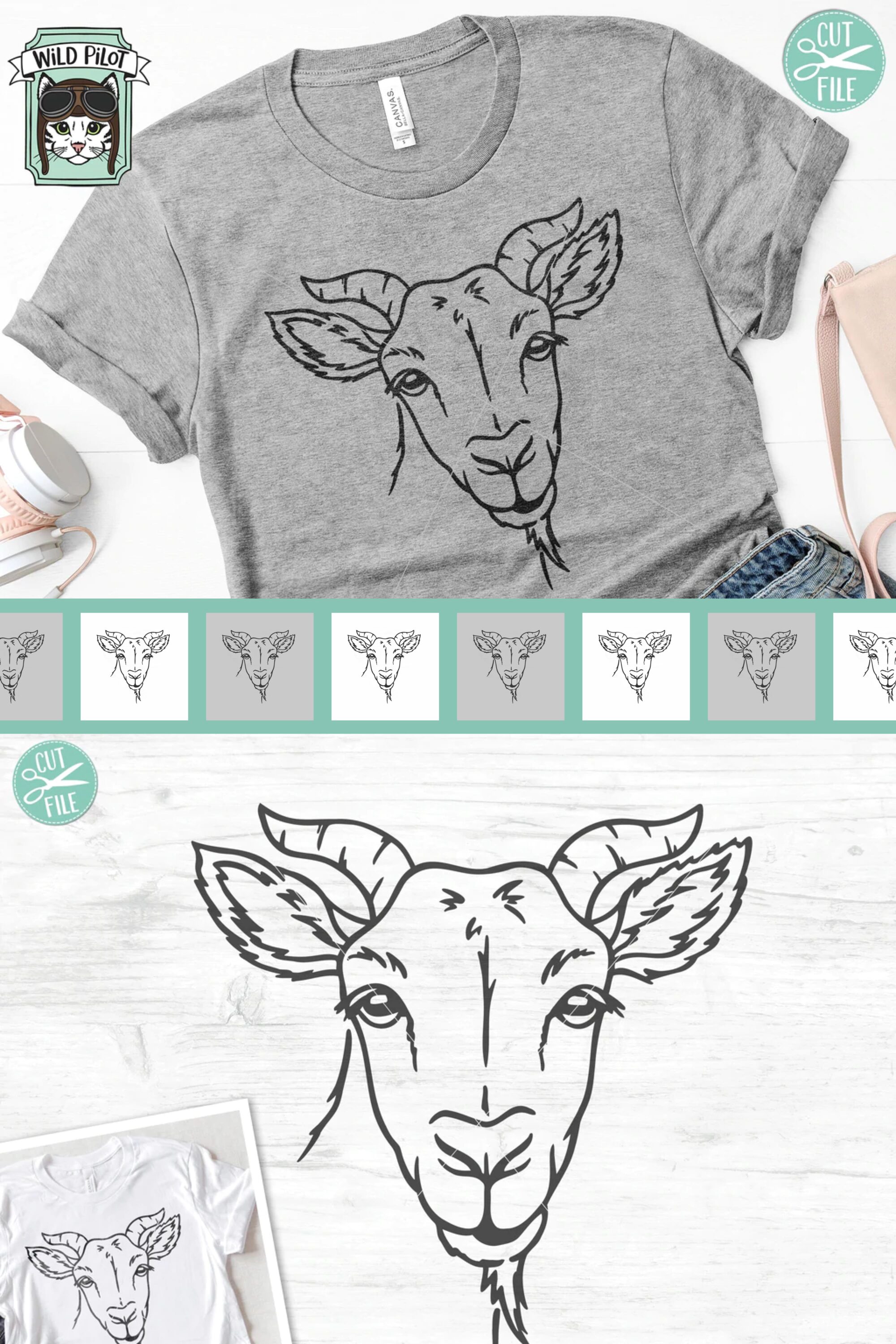 T - shirt with a drawing of a goat on it.