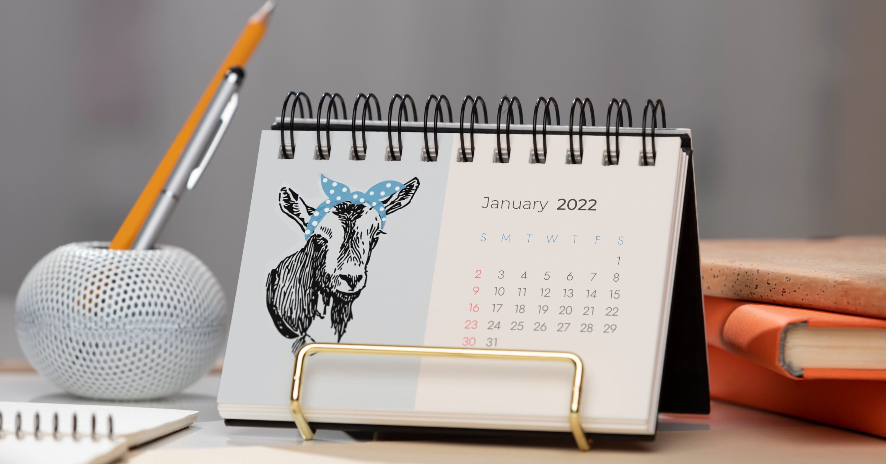 goat with bandana - calendar.