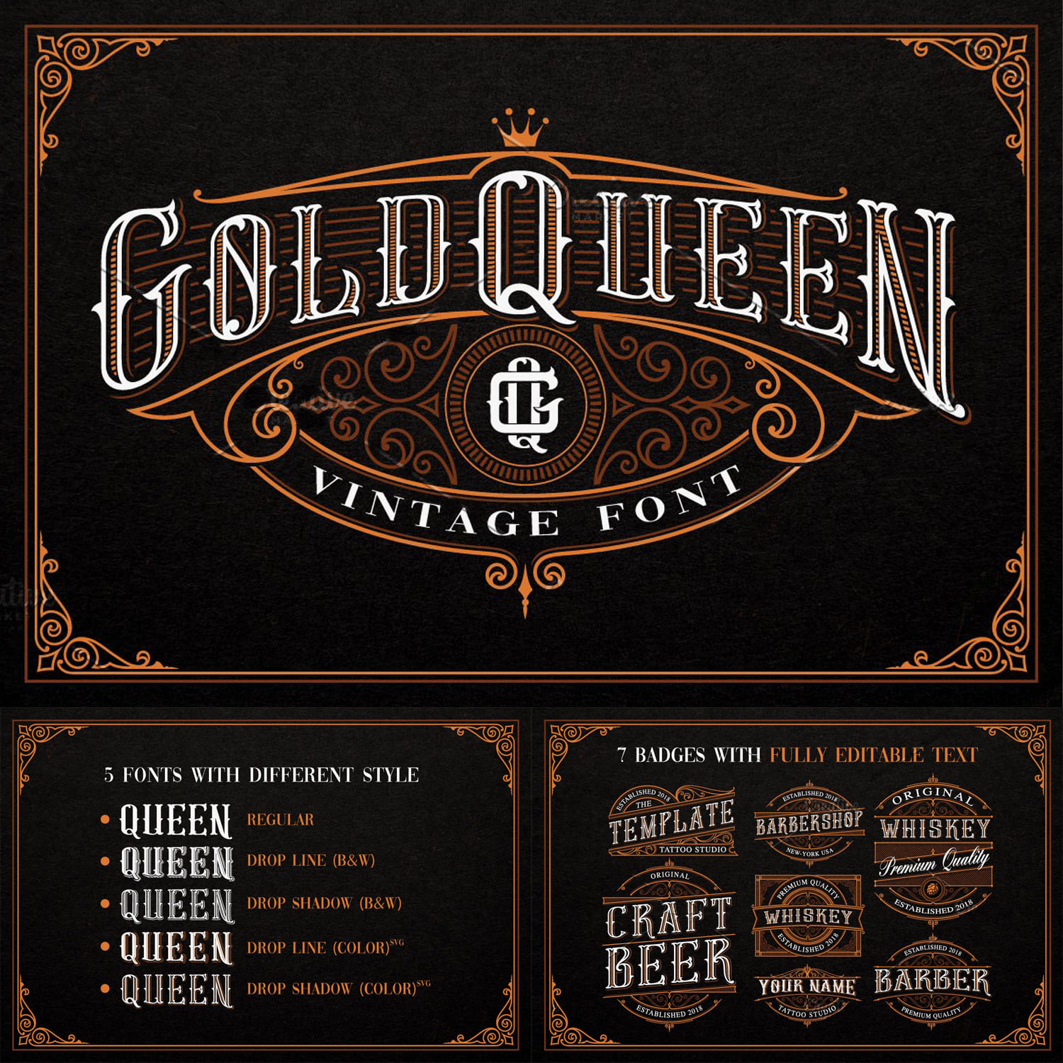 Gold Queen Vintage Font.