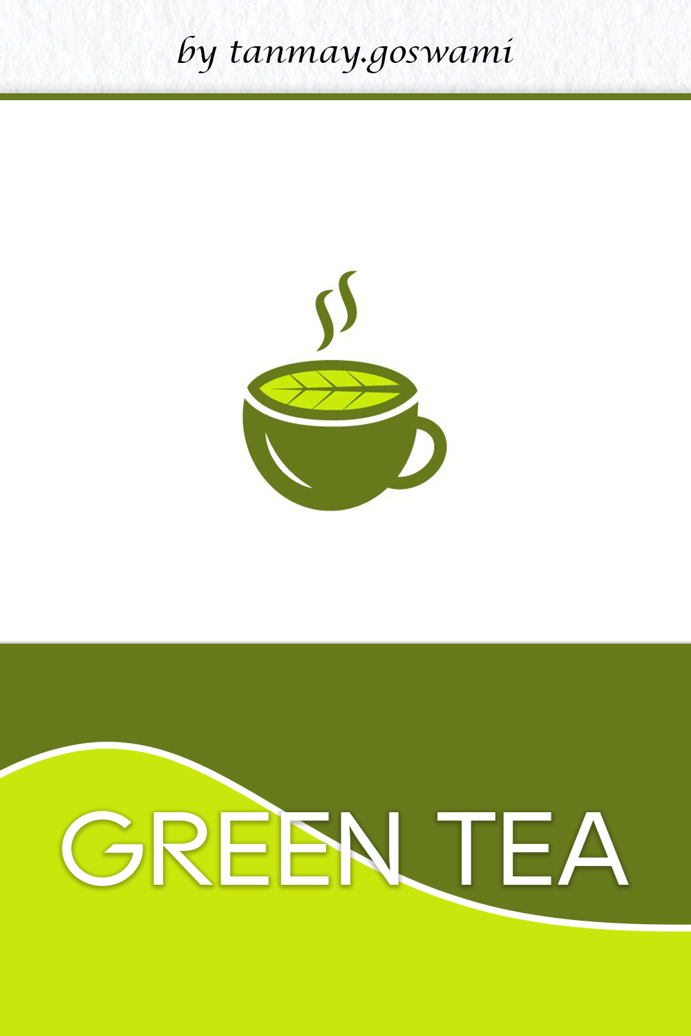 Green tea illustration in a classic colors.