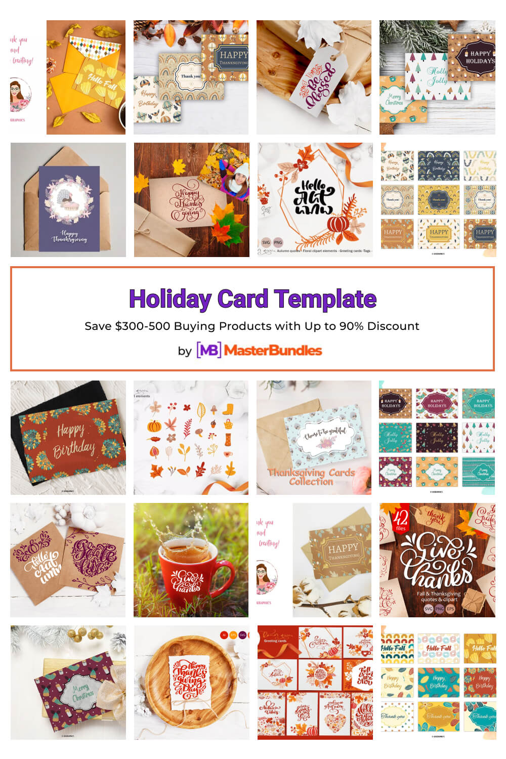 holiday card template pinterest image.