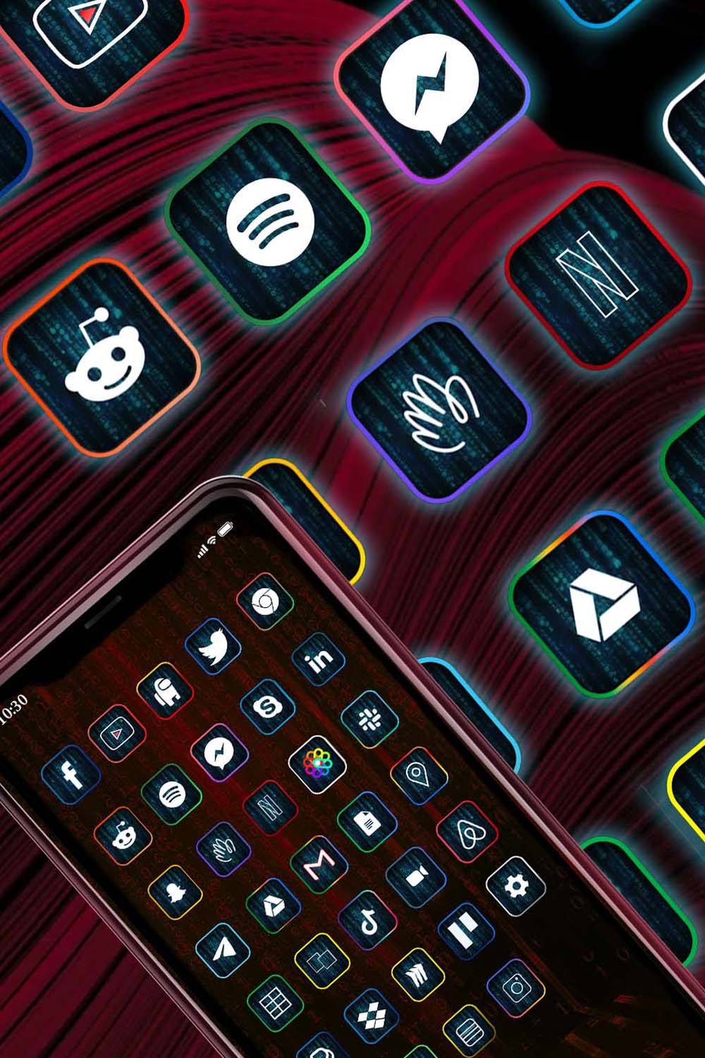 Ios 14 Stunning Minimal Icon Pack With 3 different themes pinterest image.