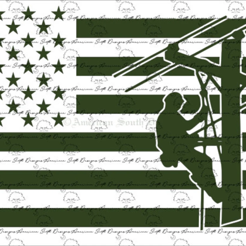 Green USA flag with the lineman.