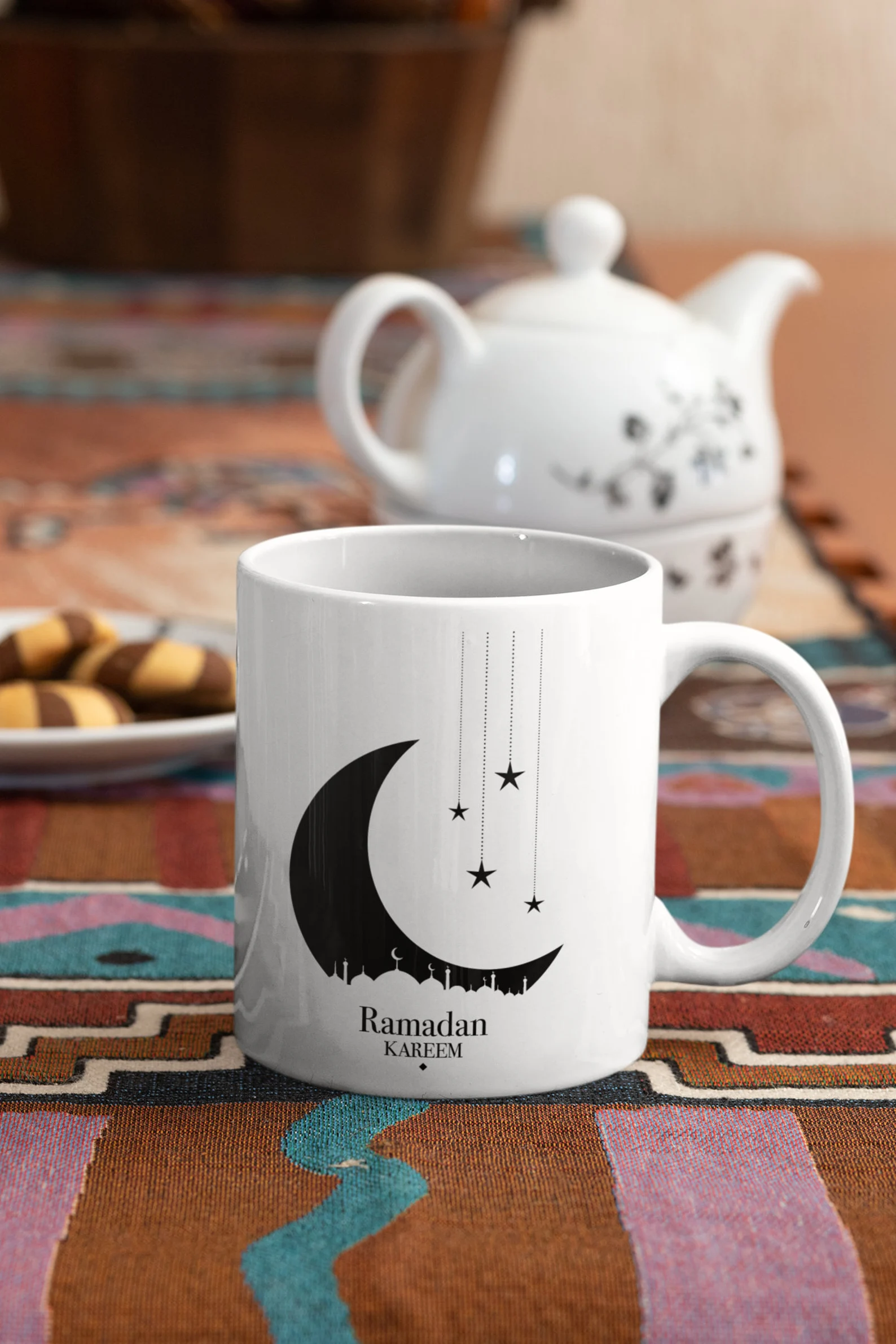 White tea cup with the moon.