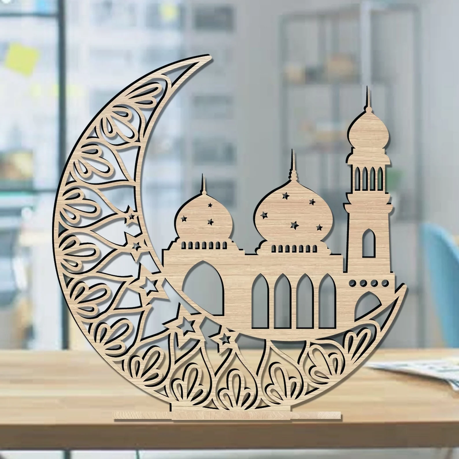 Wooden gold islamic moon.