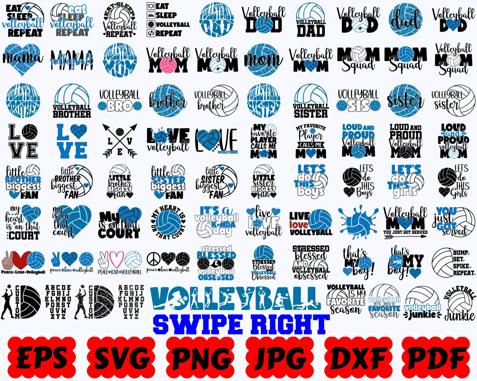 Diverse of volleyball elements.