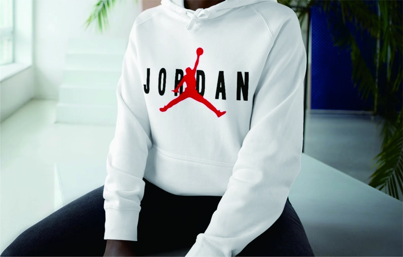 Warm white sweater for women with Jordan.