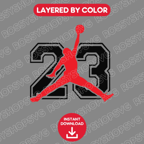 Grey background with the red Jordan illustration and number.
