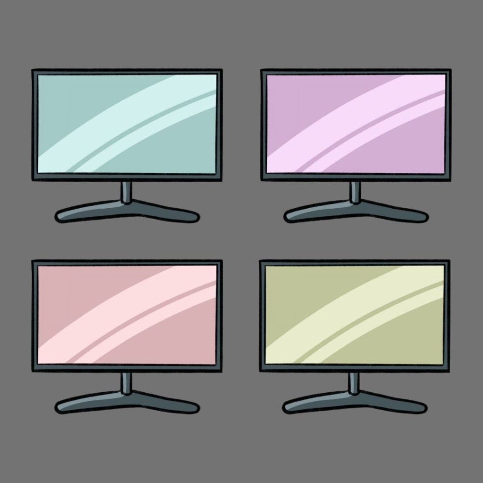 Colorful set of the PC display.