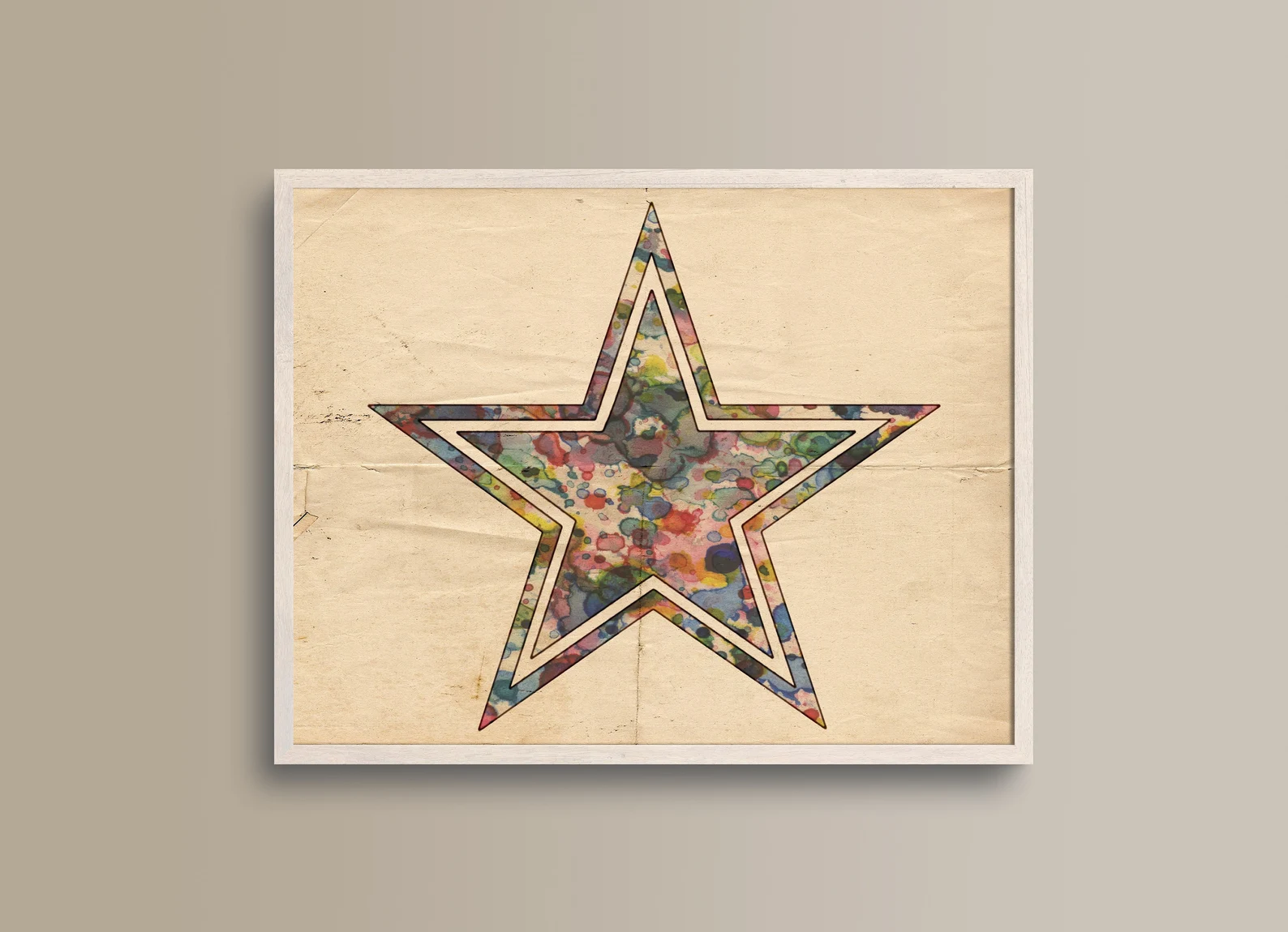 Multicolor stars on a poster.
